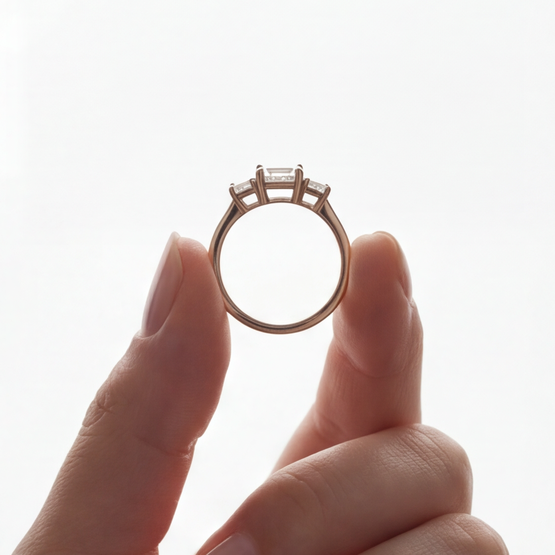 3 Ct. Lab-Grown Diamond Three Stone Ring in Emerald Cut (VS-EF)