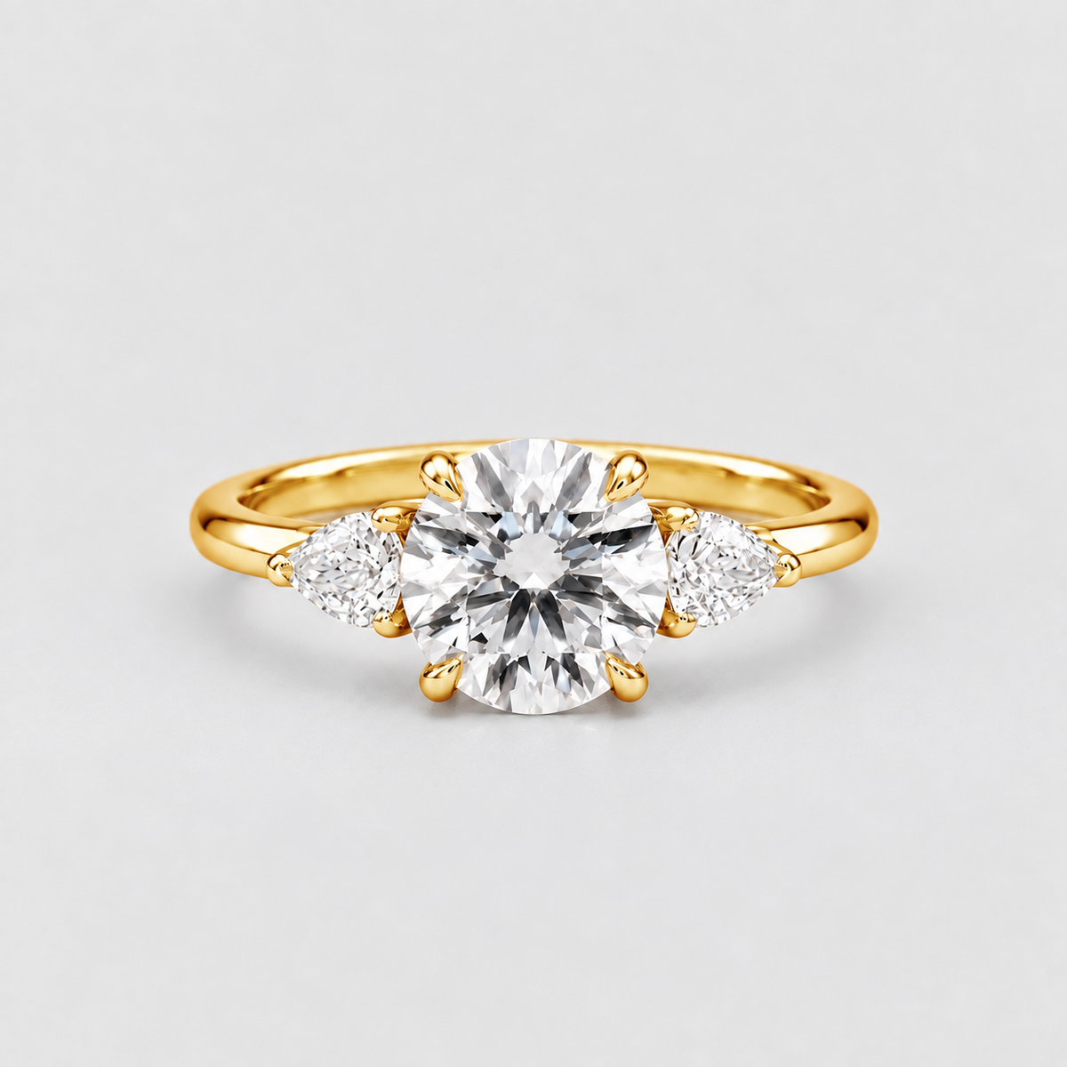 4 Ct. Lab-Grown Diamond Three Stone Ring Round Cut Ring (VS-EF)
