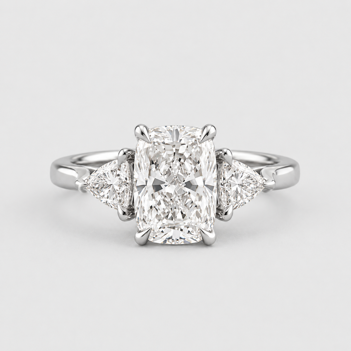4.5 Lab-Grown Diamond Three Stone Ring Cushion Cut Ring (VS-EF)
