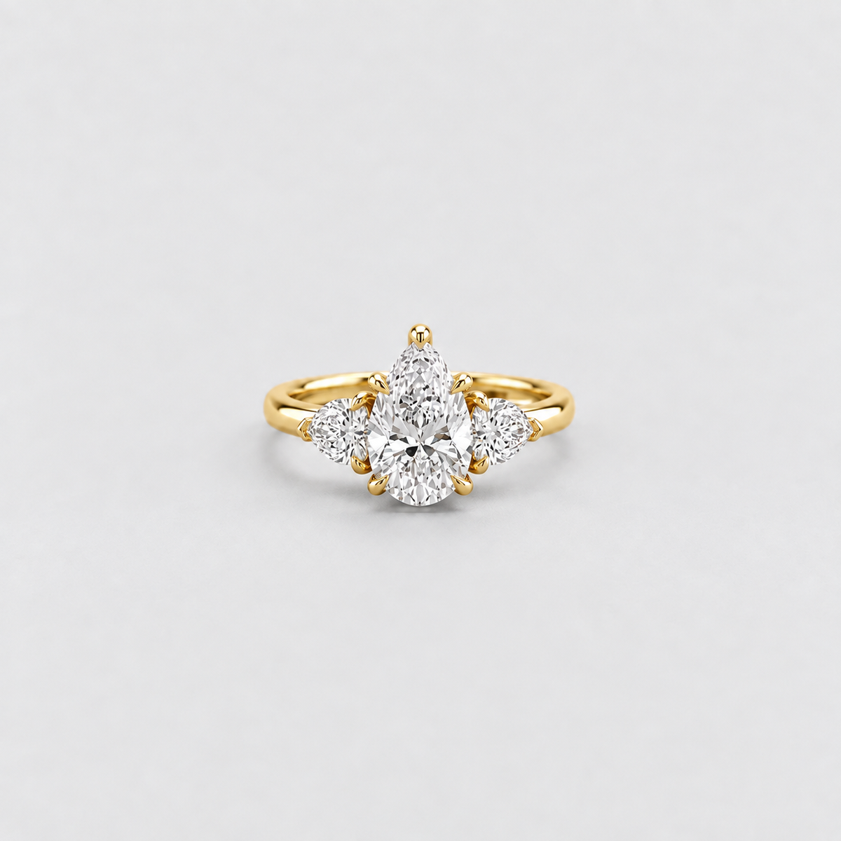 1.5 Ct. Lab-Grown Diamond Three Stone Ring Pear Cut Ring (VS-EF)