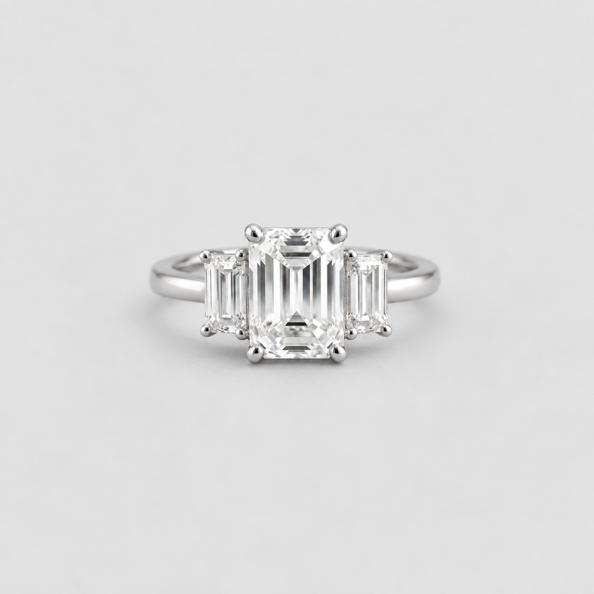 3 Ct. Lab-Grown Diamond Three Stone Ring in Emerald Cut (VS-EF)
