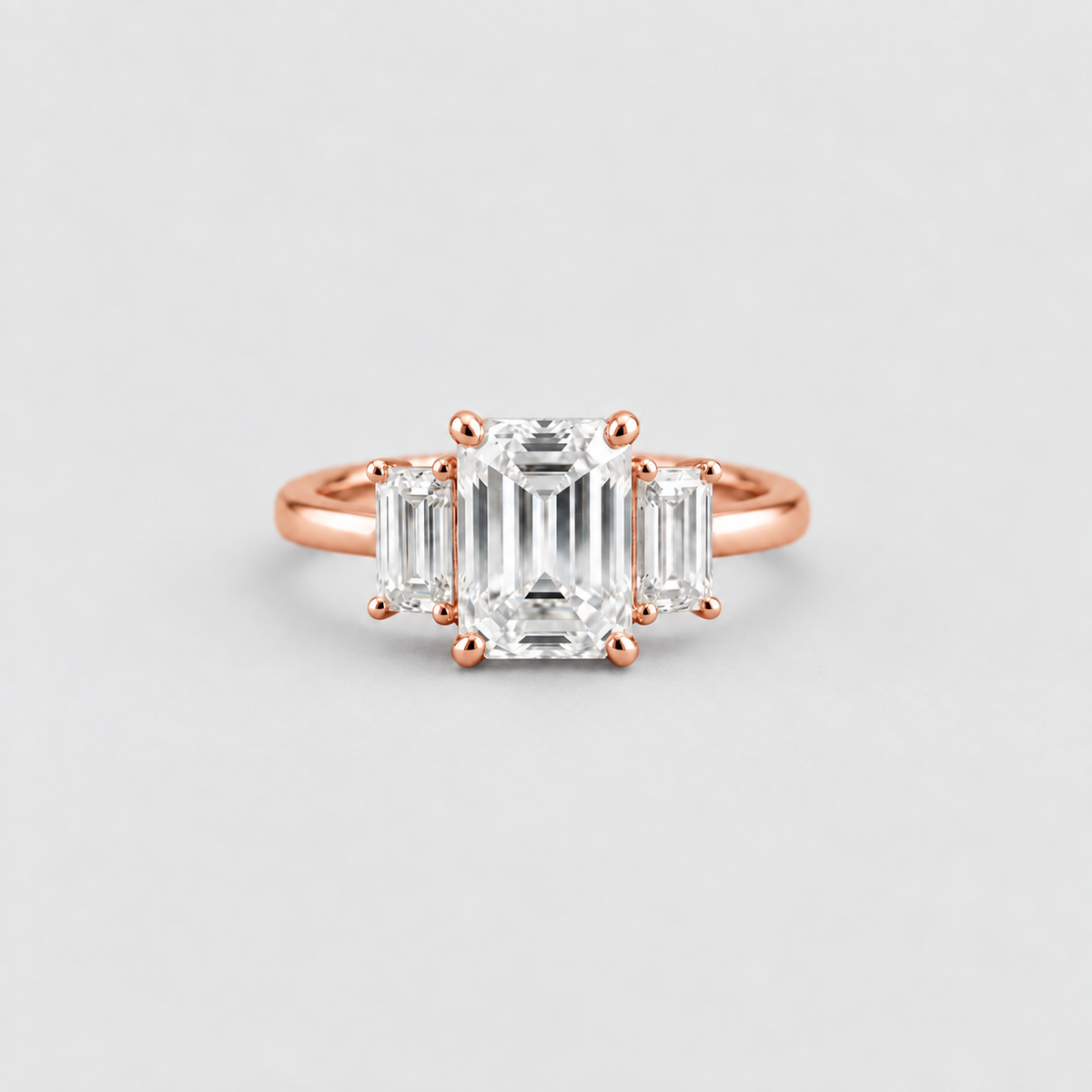 3 Ct. Lab-Grown Diamond Three Stone Ring in Emerald Cut (VS-EF)