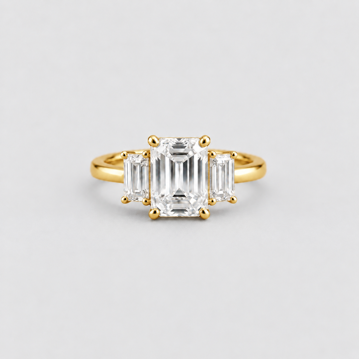 3 Ct. Lab-Grown Diamond Three Stone Ring in Emerald Cut (VS-EF)