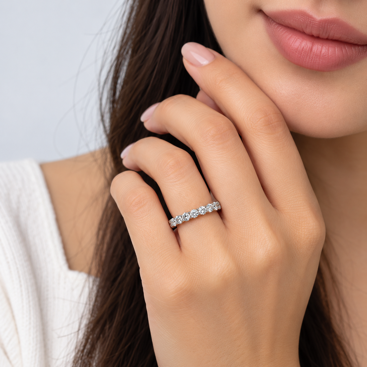 1.96 Ct. Lab Grown Diamond Round Eternity Band Ring (EF/VVS-VS)