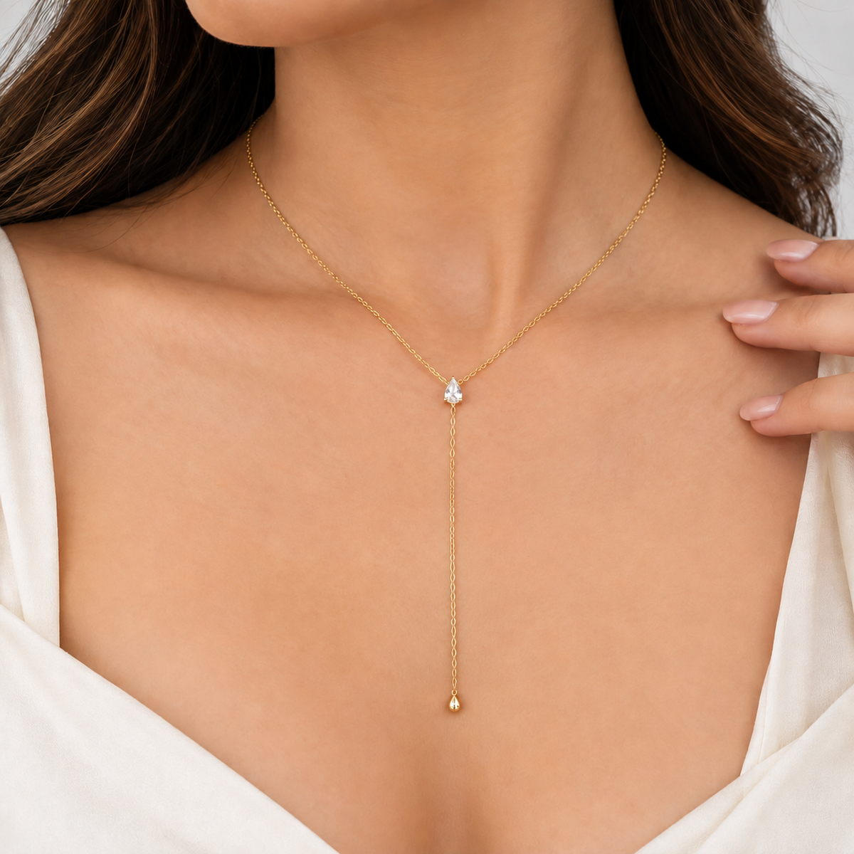 Lab Grown Diamond Pear Cut Chain Necklace 0.40 Ct. (EF/VVS-VS)