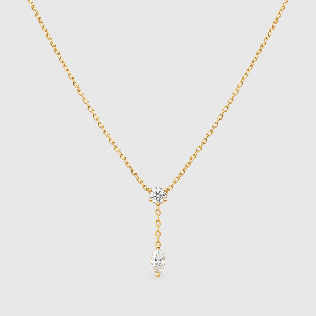 Lab Grown Diamond Round & Marquise Chain Necklace 0.23 Ct. (EF/VVS-VS)