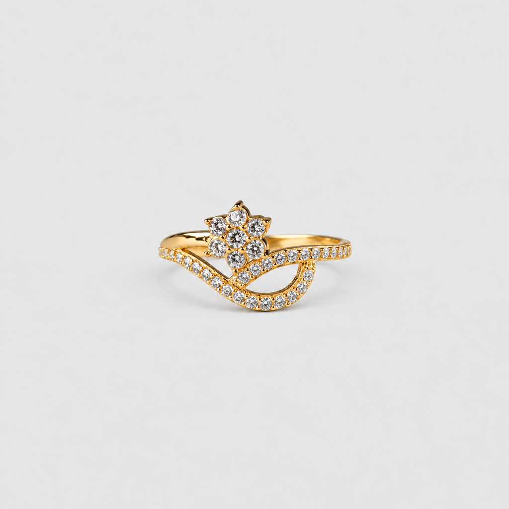 Gold ring on a white background