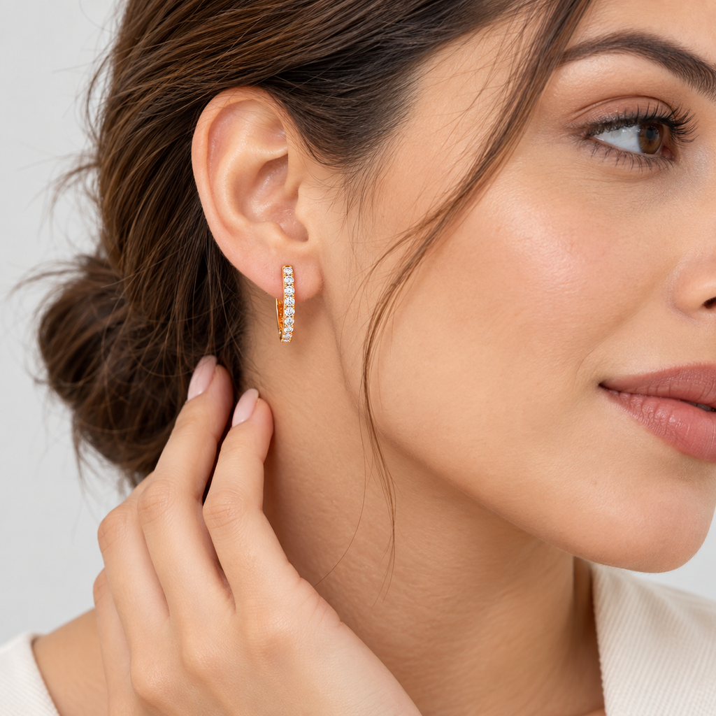 Lab Grown Diamond Round Cut Hoop Earrings 0.43 Ct. (EF/VVS-VS)