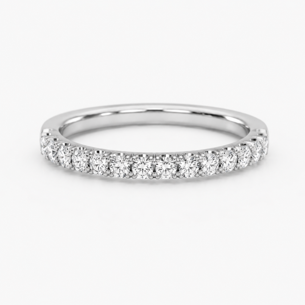 Round Lab Grown Diamond Half Eternity Ring 0.50 Ct (VS-EF)
