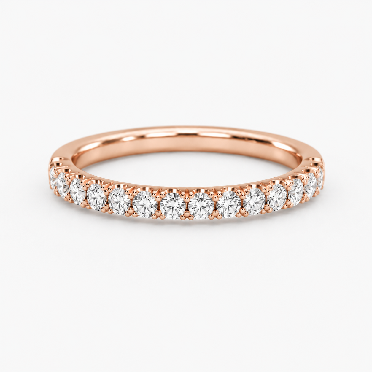 Round Lab Grown Diamond Half Eternity Ring 0.50 Ct (VS-EF)