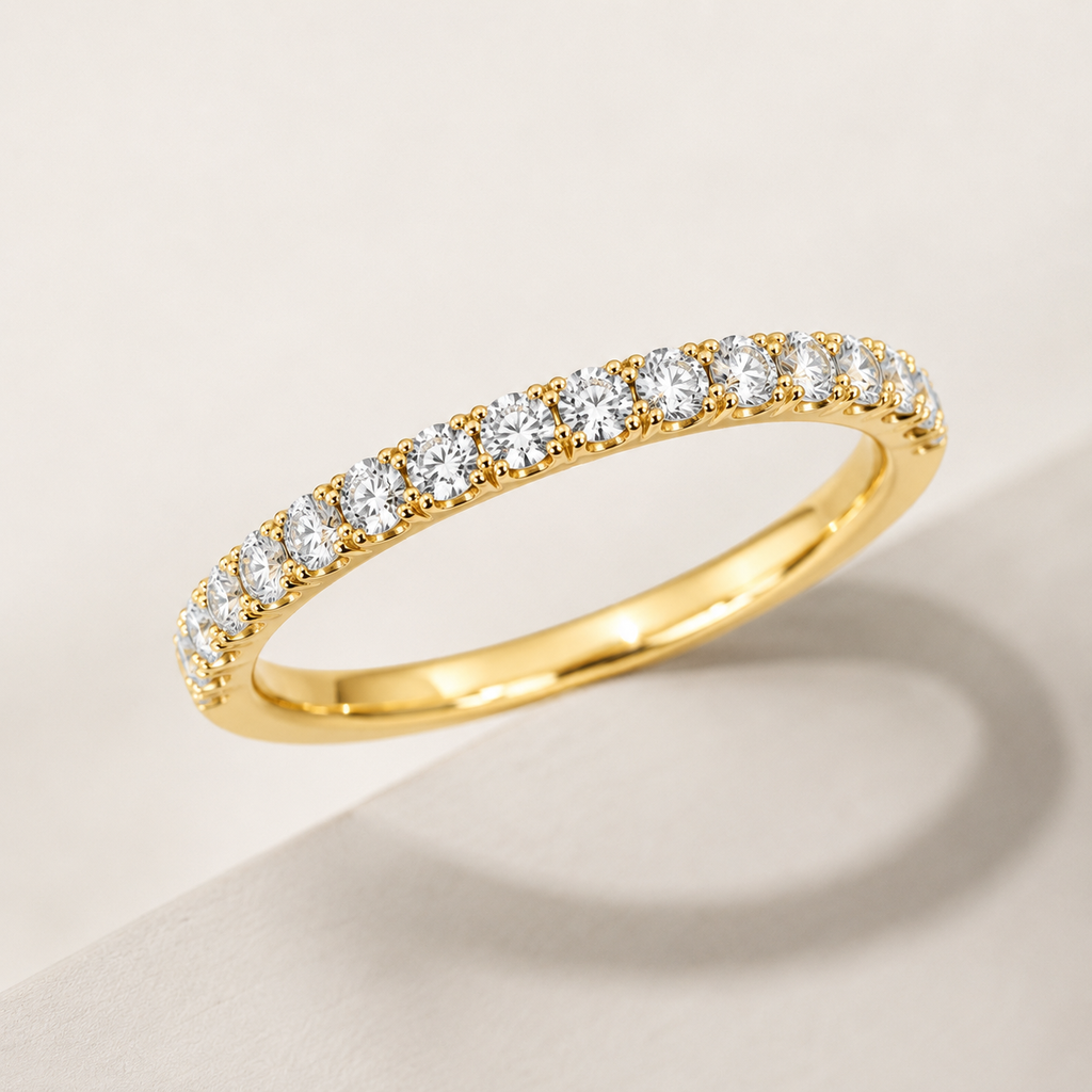 Round Lab Grown Diamond Half Eternity Ring 0.50 Ct (VS-EF)