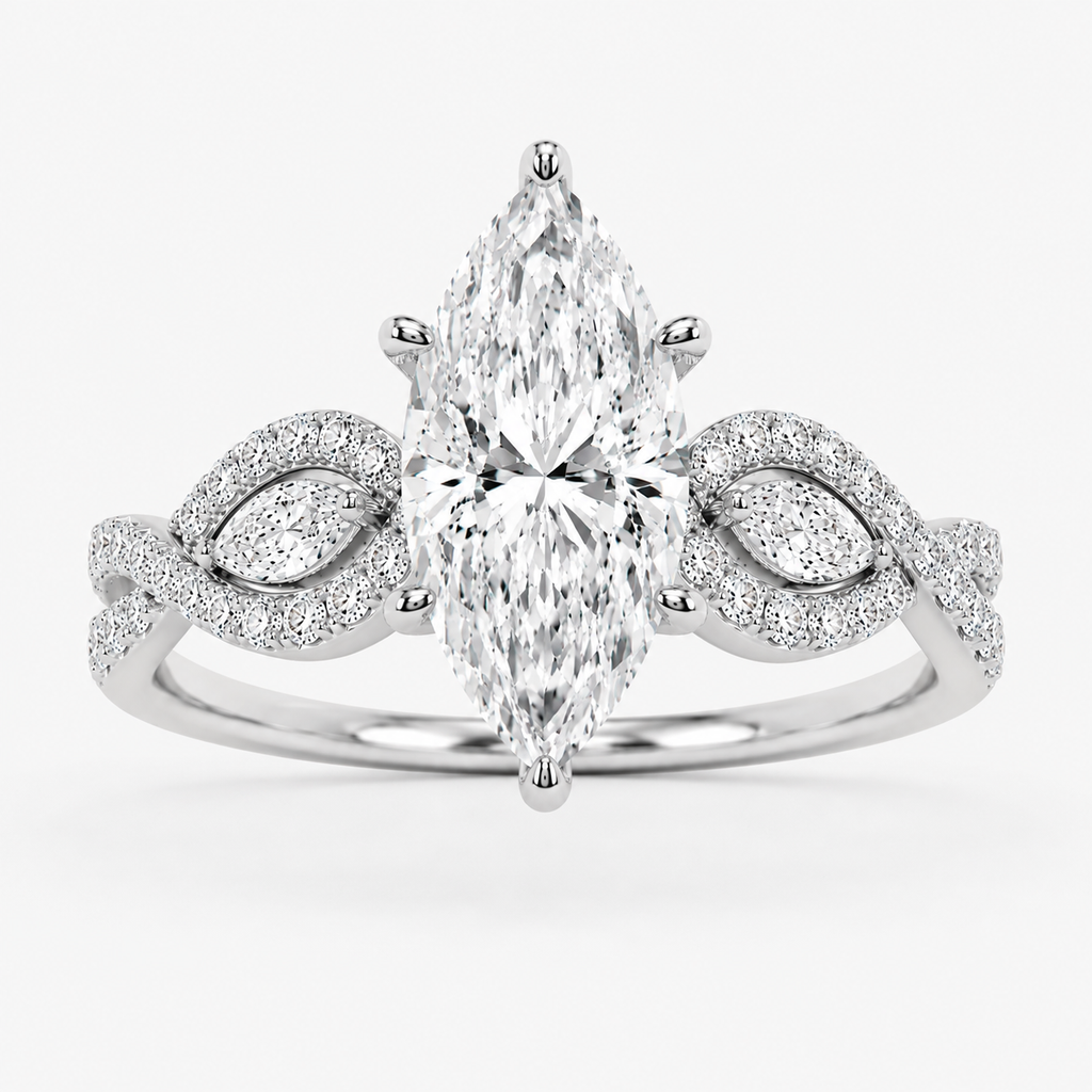 2.37 Ct. Marquise Lab Grown Diamond Solitaire With Accent Ring (VS-EF)