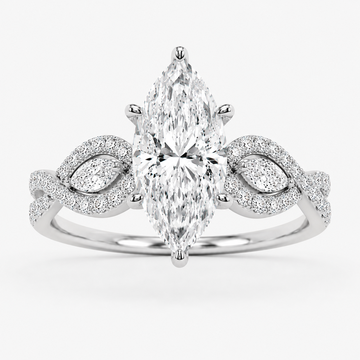 2.37 Ct. Marquise Lab Grown Diamond Solitaire With Accent Ring (VS-EF)