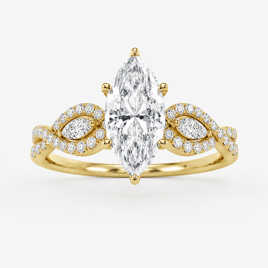 2.37 Ct. Marquise Lab Grown Diamond Solitaire With Accent Ring (VS-EF)