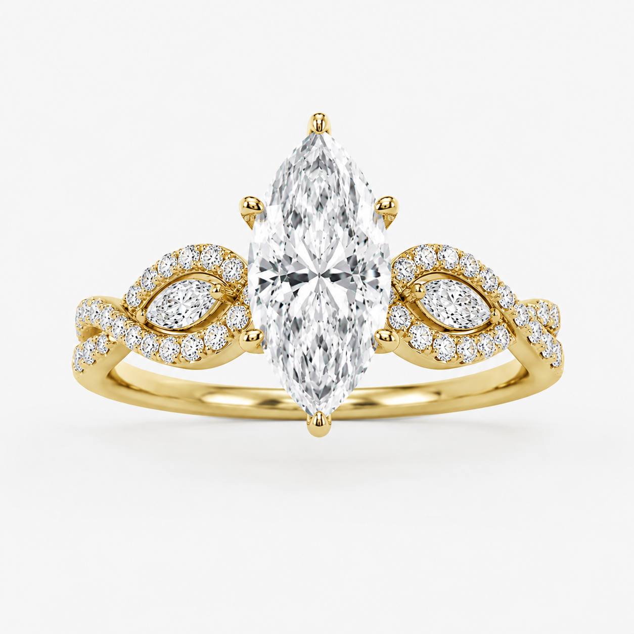 2.37 Ct. Marquise Lab Grown Diamond Solitaire With Accent Ring (VS-EF)
