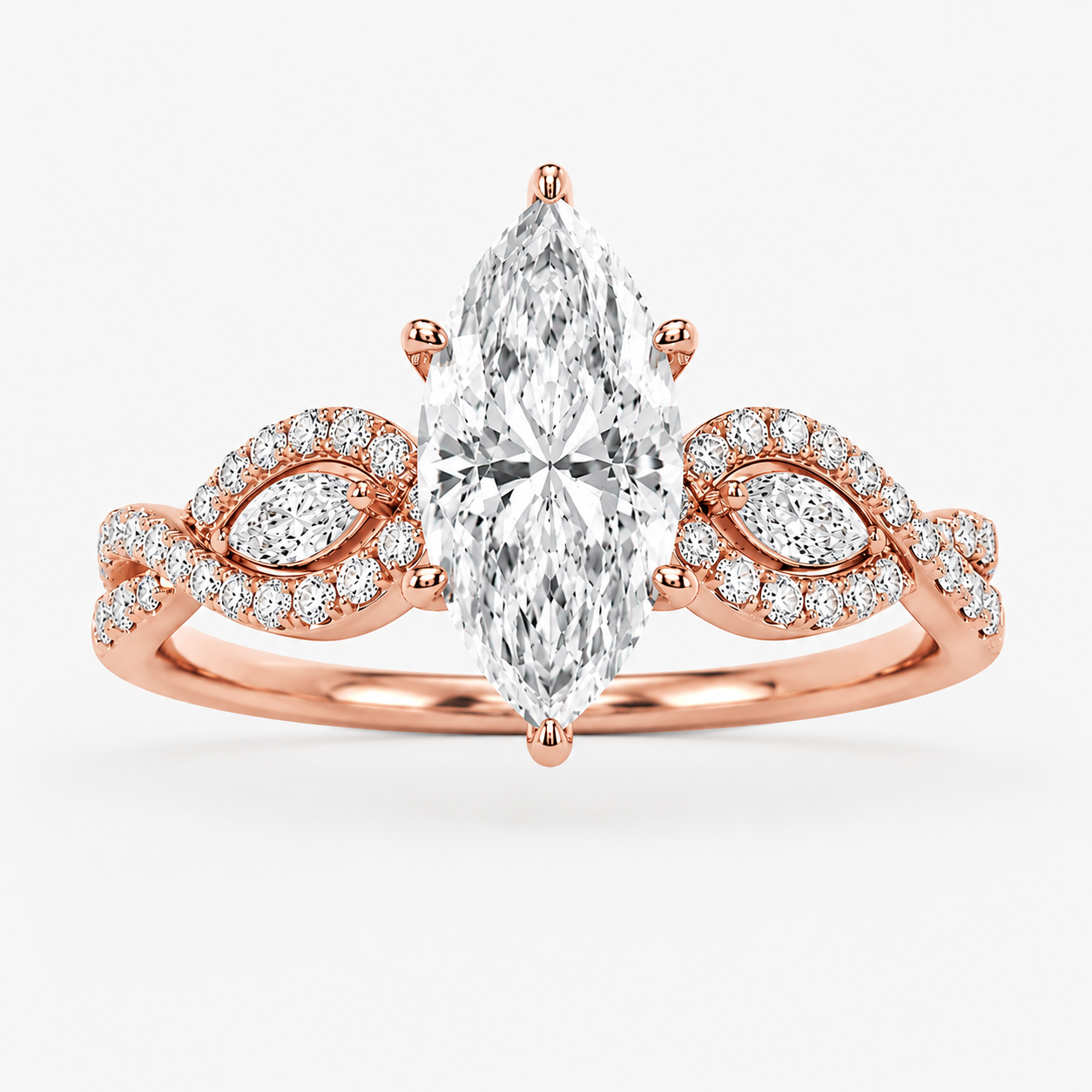 2.37 Ct. Marquise Lab Grown Diamond Solitaire With Accent Ring (VS-EF)