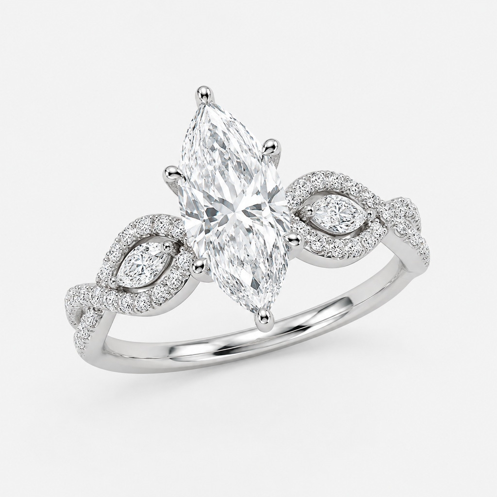 2.37 Ct. Marquise Lab Grown Diamond Solitaire With Accent Ring (VS-EF)
