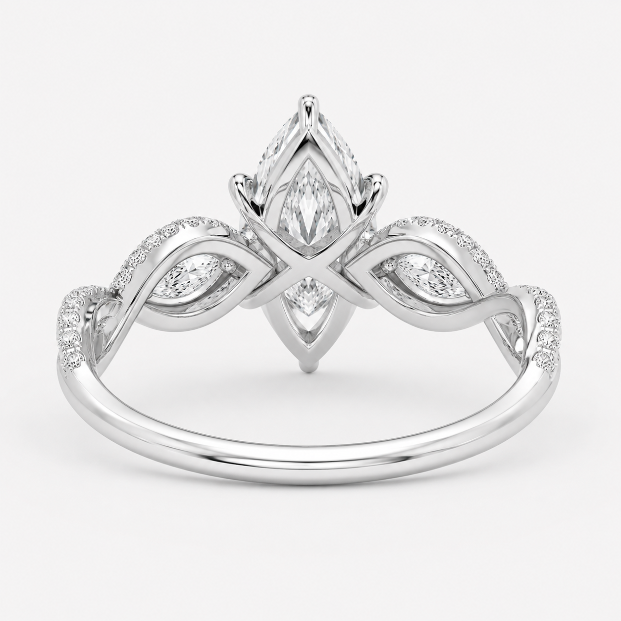 2.37 Ct. Marquise Lab Grown Diamond Solitaire With Accent Ring (VS-EF)