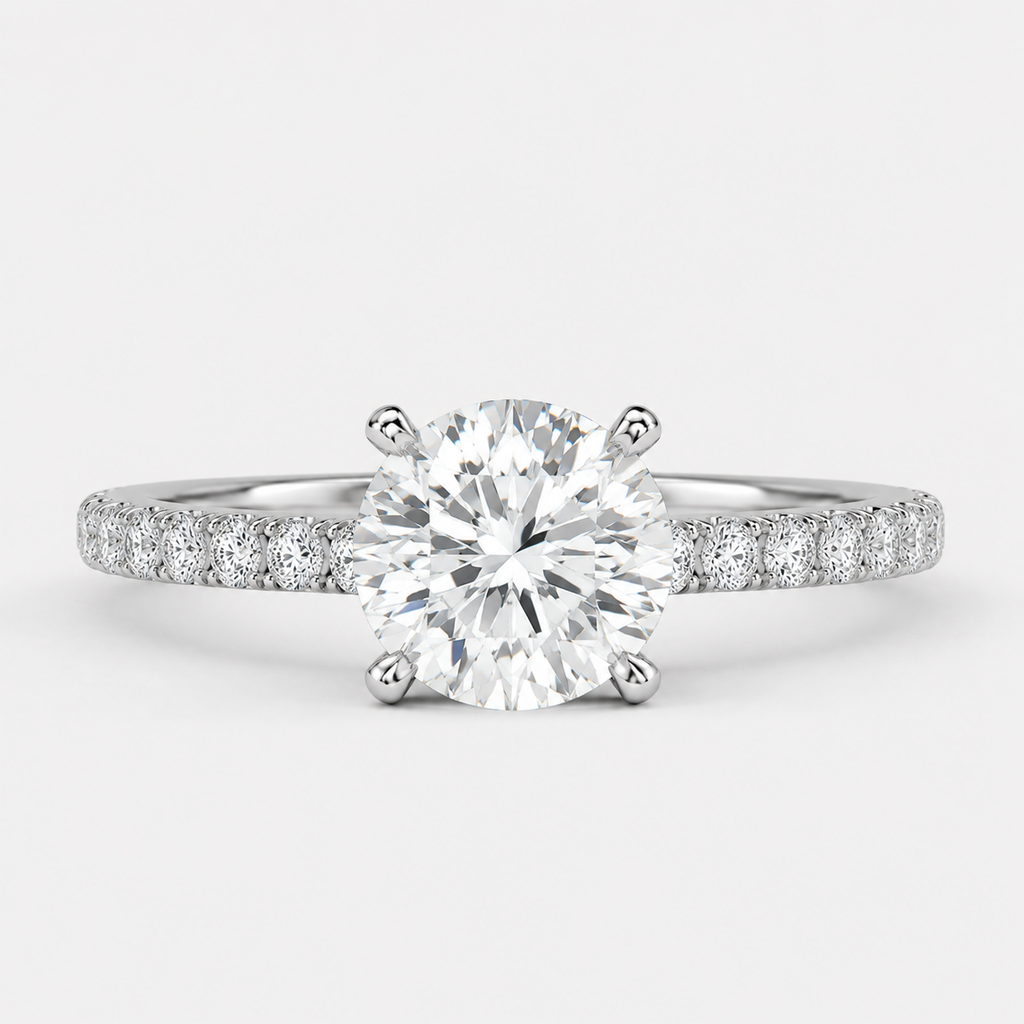 Round Cut Lab Grown Diamond Solitaire With Accents Ring 0.75 Ct. (VS-EF)