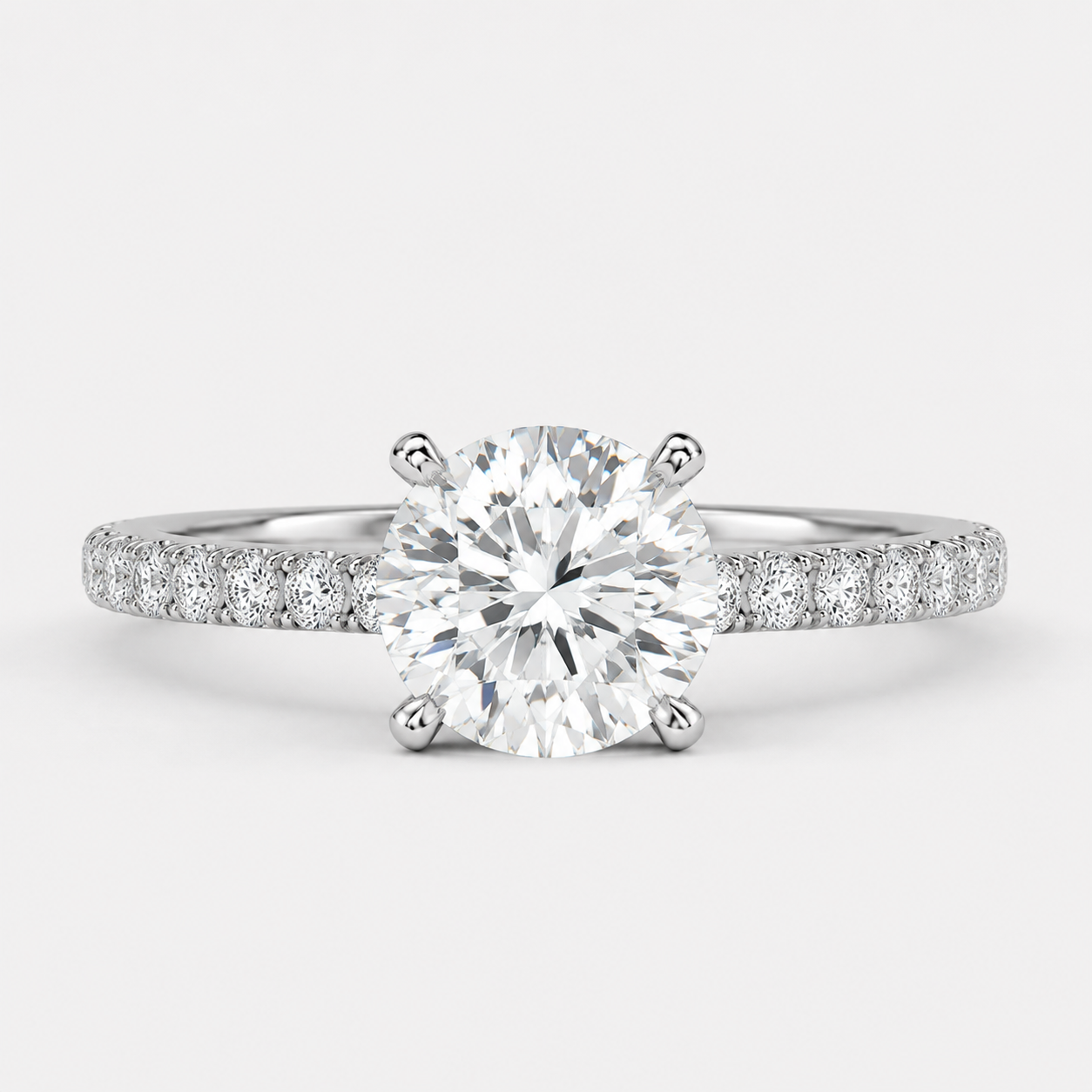 Round Cut Lab Grown Diamond Solitaire With Accents Ring 0.75 Ct. (VS-EF)
