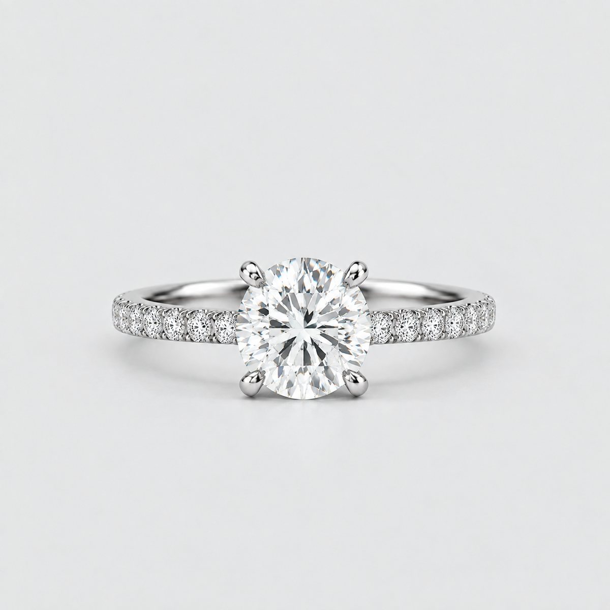 Round Cut Lab Grown Diamond Solitaire With Accents Ring 0.75 Ct. (VS-EF)