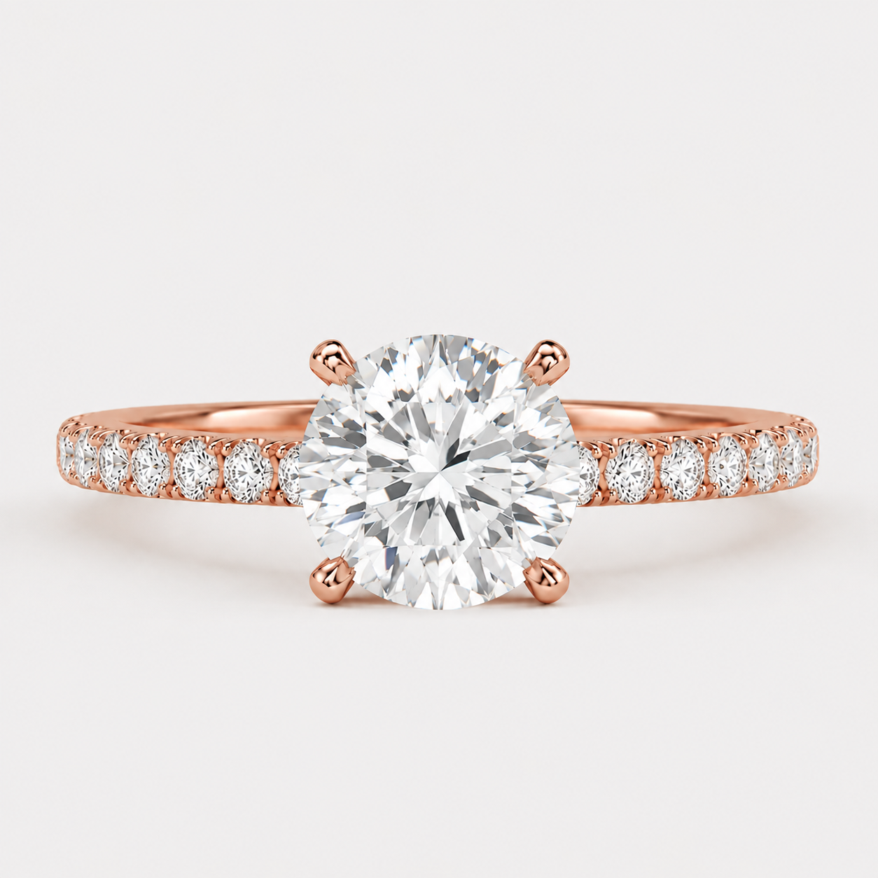 Round Cut Lab Grown Diamond Solitaire With Accents Ring 0.75 Ct. (VS-EF)