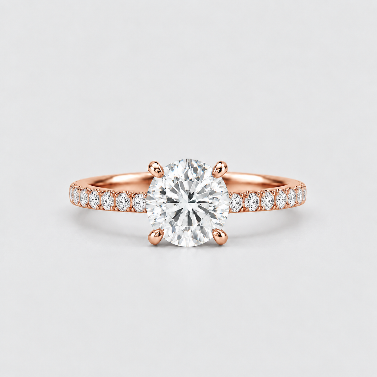 Round Cut Lab Grown Diamond Solitaire With Accents Ring 0.75 Ct. (VS-EF)