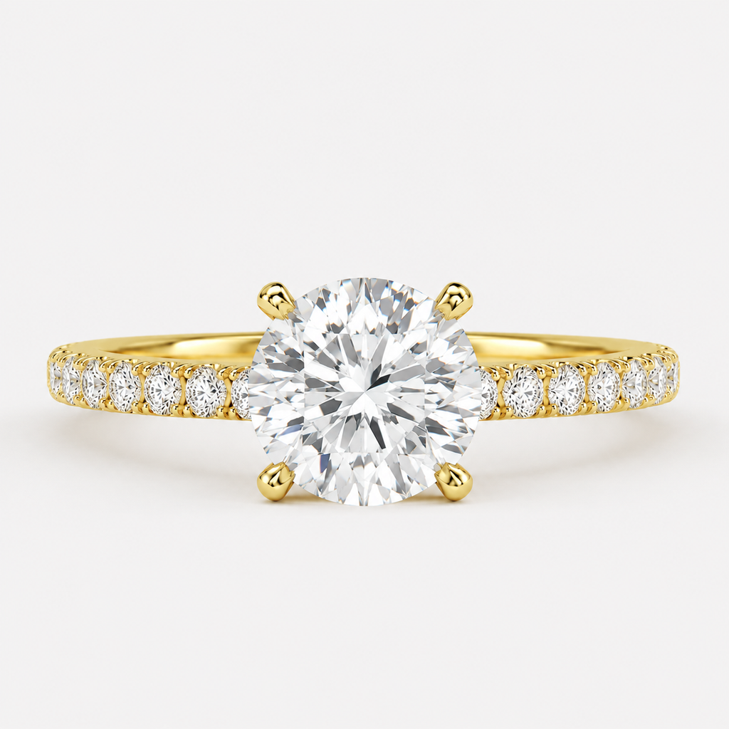 Round Cut Lab Grown Diamond Solitaire With Accents Ring 0.75 Ct. (VS-EF)