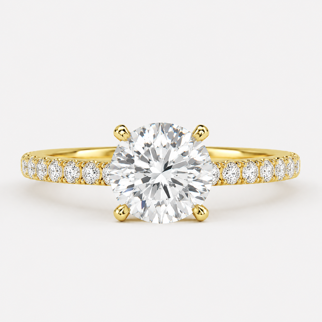 Round Cut Lab Grown Diamond Solitaire With Accents Ring 0.75 Ct. (VS-EF)