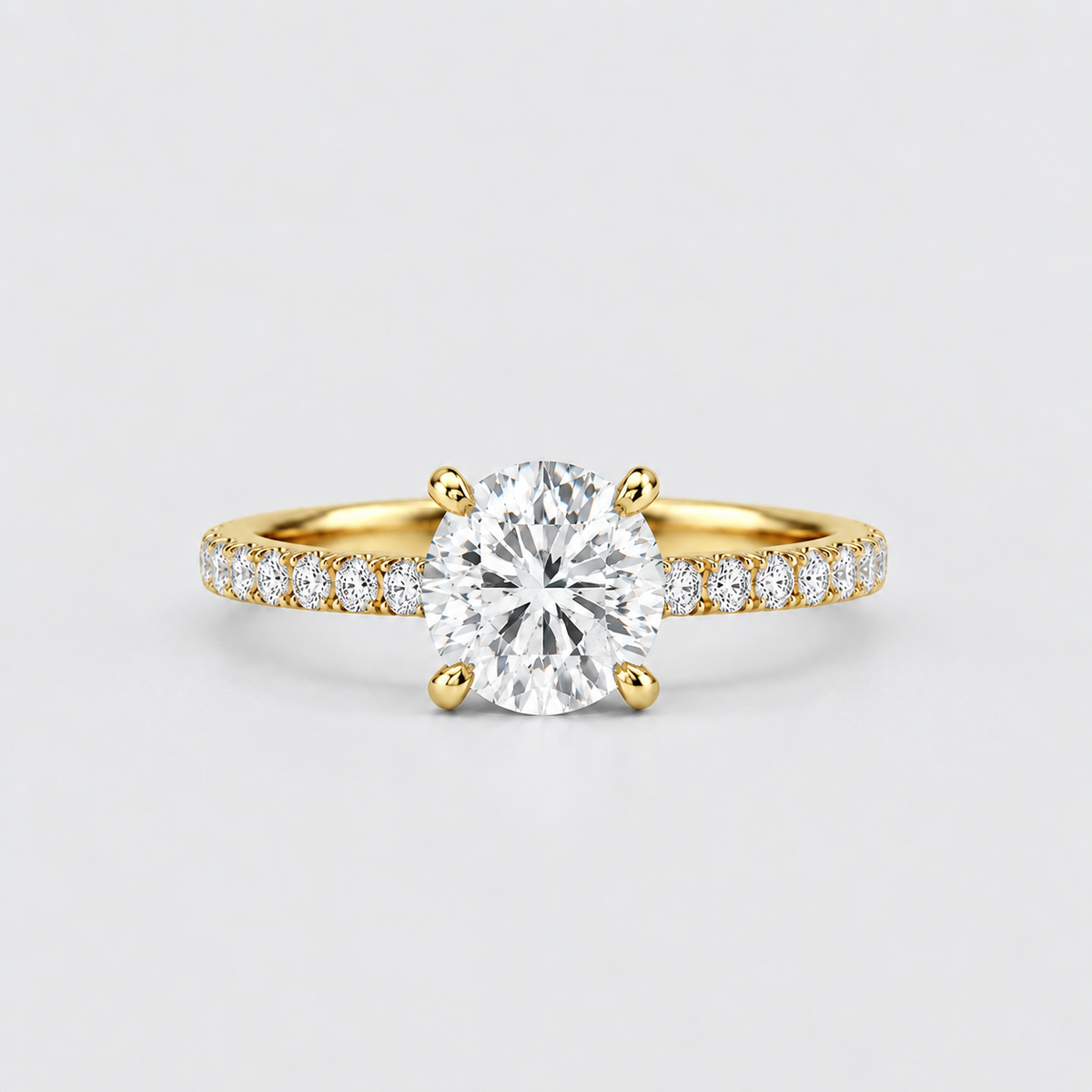 Round Cut Lab Grown Diamond Solitaire With Accents Ring 0.75 Ct. (VS-EF)