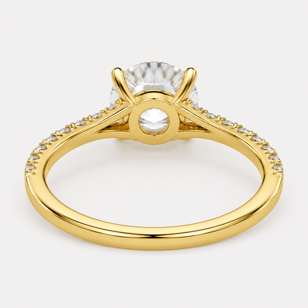 Round Cut Lab Grown Diamond Solitaire With Accents Ring 0.75 Ct. (VS-EF)