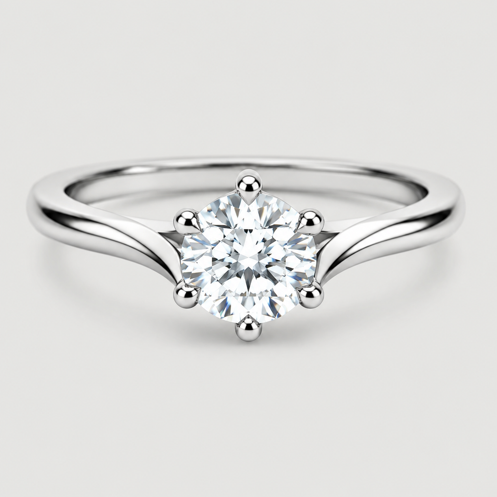 1 Ct. Lab Grown Diamond 6 Prong Solitaire Ring Round Cut (VS-EF)