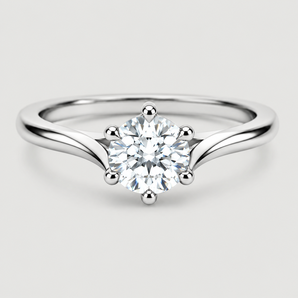 1 Ct. Lab Grown Diamond 6 Prong Solitaire Ring Round Cut (VS-EF)