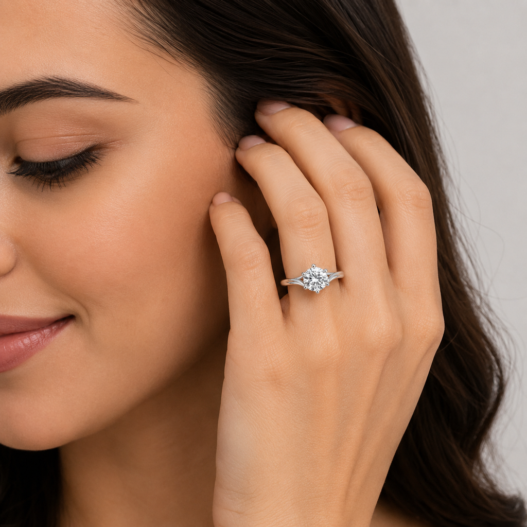 1 Ct. Lab Grown Diamond 6 Prong Solitaire Ring Round Cut (VS-EF)