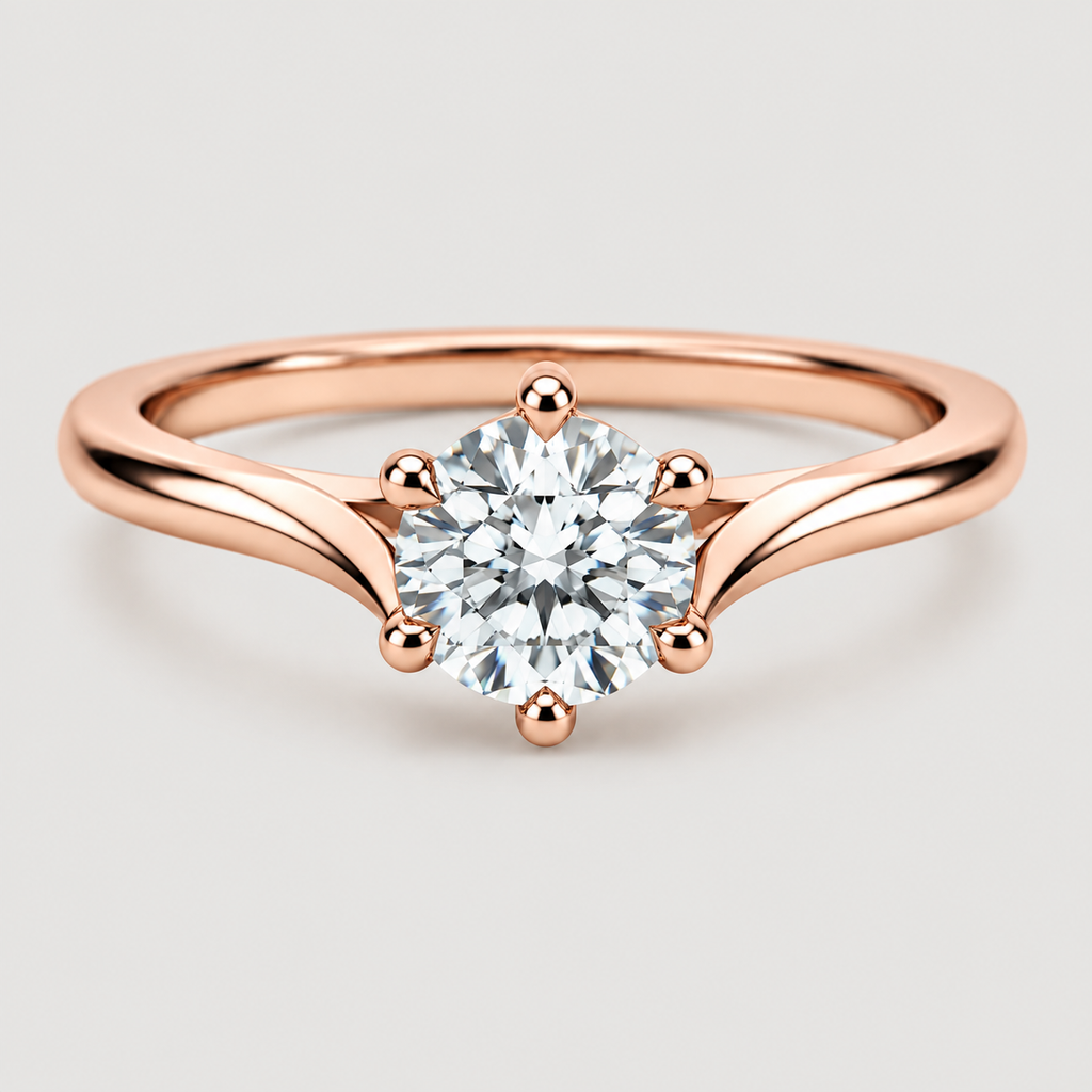 1 Ct. Lab Grown Diamond 6 Prong Solitaire Ring Round Cut (VS-EF)