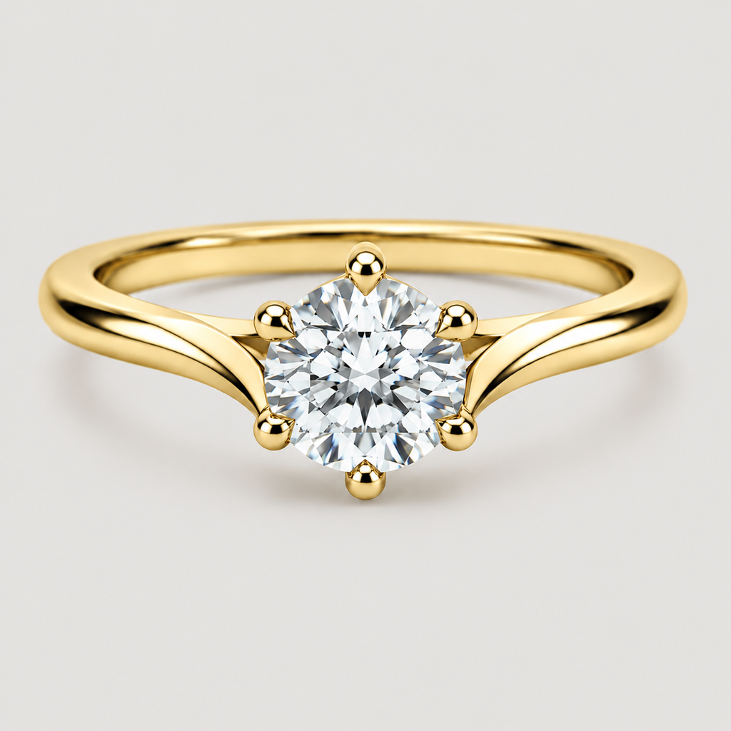 1 Ct. Lab Grown Diamond 6 Prong Solitaire Ring Round Cut (VS-EF)