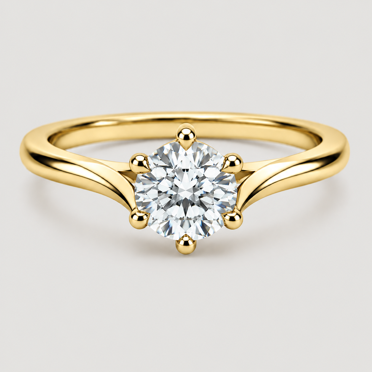 1 Ct. Lab Grown Diamond 6 Prong Solitaire Ring Round Cut (VS-EF)