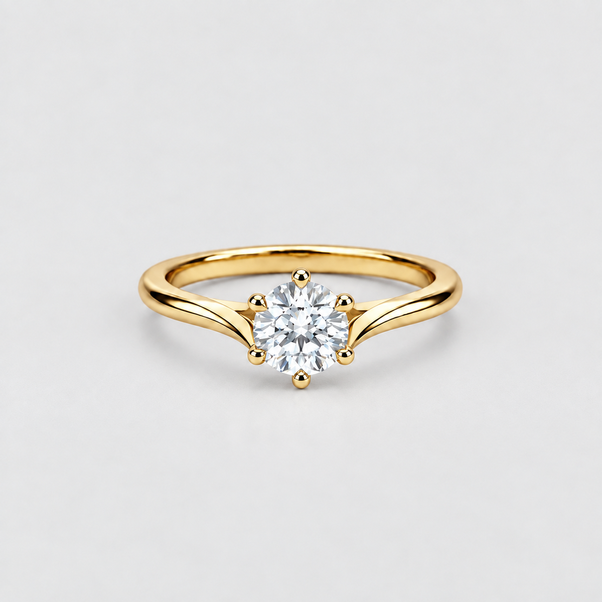 1 Ct. Lab Grown Diamond 6 Prong Solitaire Ring Round Cut (VS-EF)