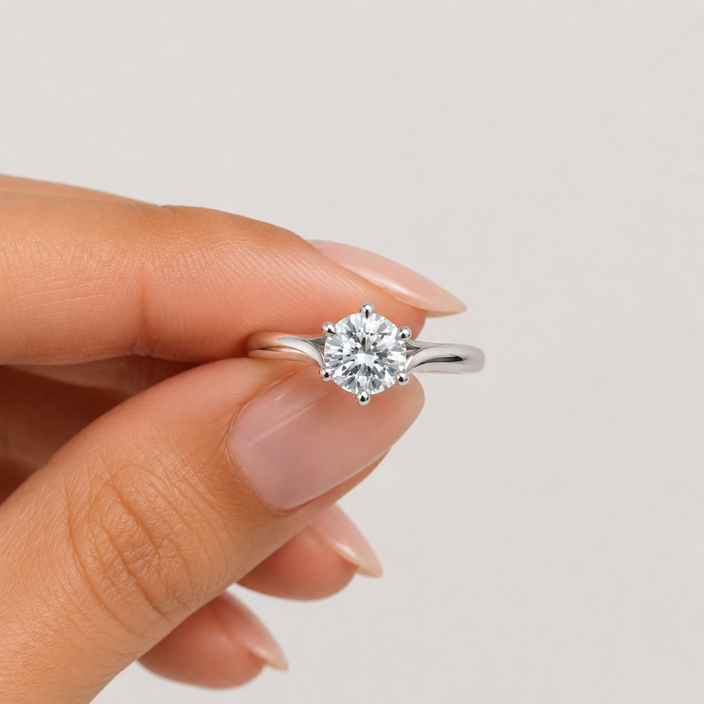 1 Ct. Lab Grown Diamond 6 Prong Solitaire Ring Round Cut (VS-EF)