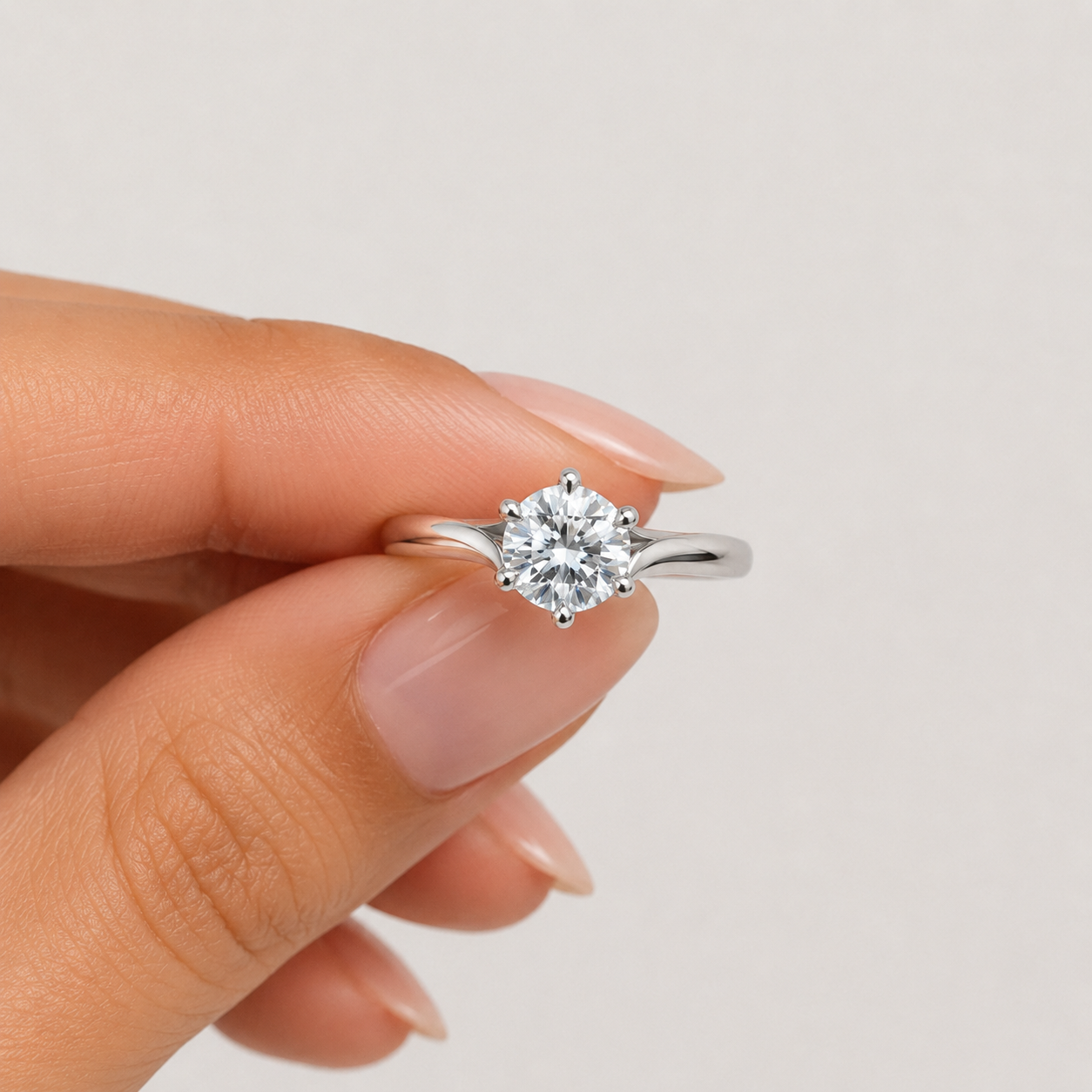 1 Ct. Lab Grown Diamond 6 Prong Solitaire Ring Round Cut (VS-EF)