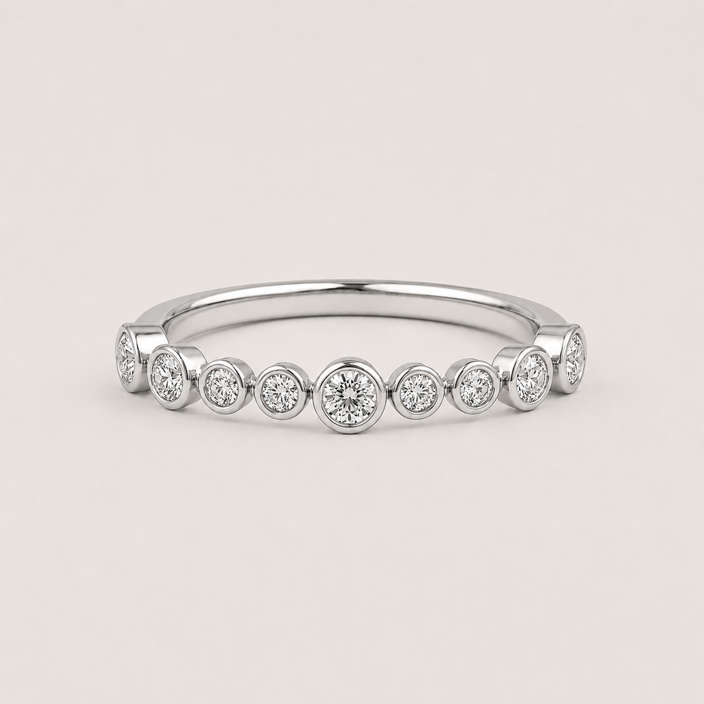 Round Cut Lab Grown Diamond Half Eternity Band Ring 0.33 Ct. (VS-EF)