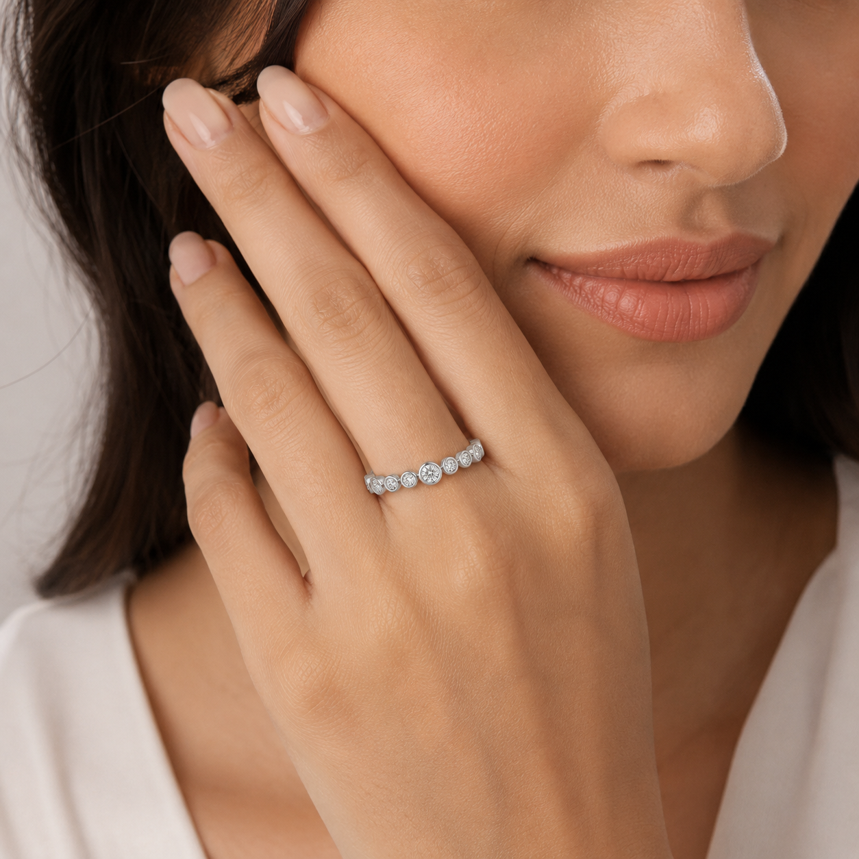 Round Cut Lab Grown Diamond Half Eternity Band Ring 0.33 Ct. (VS-EF)
