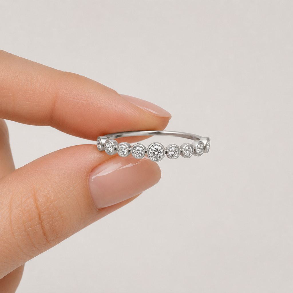 Round Cut Lab Grown Diamond Half Eternity Band Ring 0.33 Ct. (VS-EF)