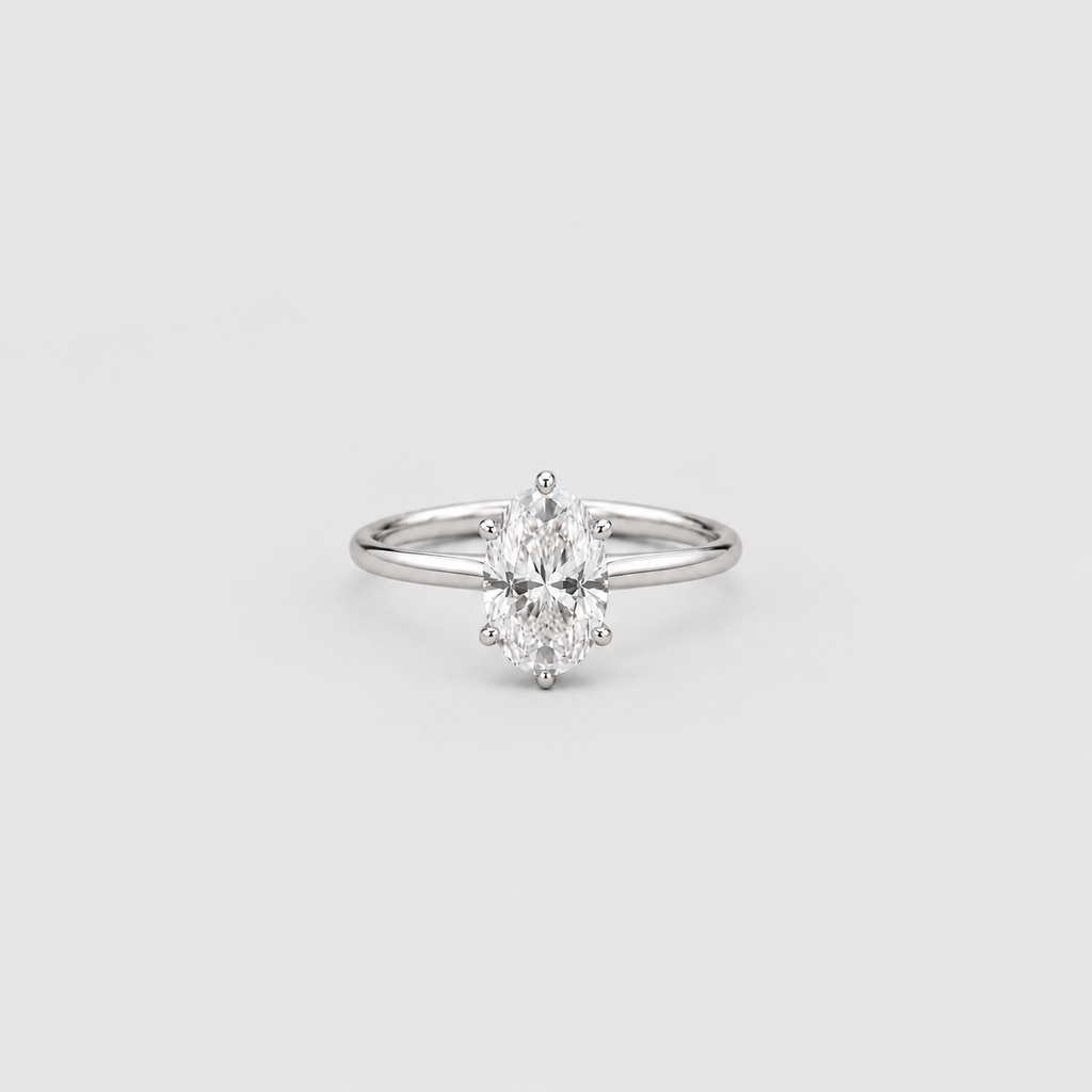1 Ct. Lab Grown Diamond 6 Prong Solitaire Ring Oval Cut (VS-EF)