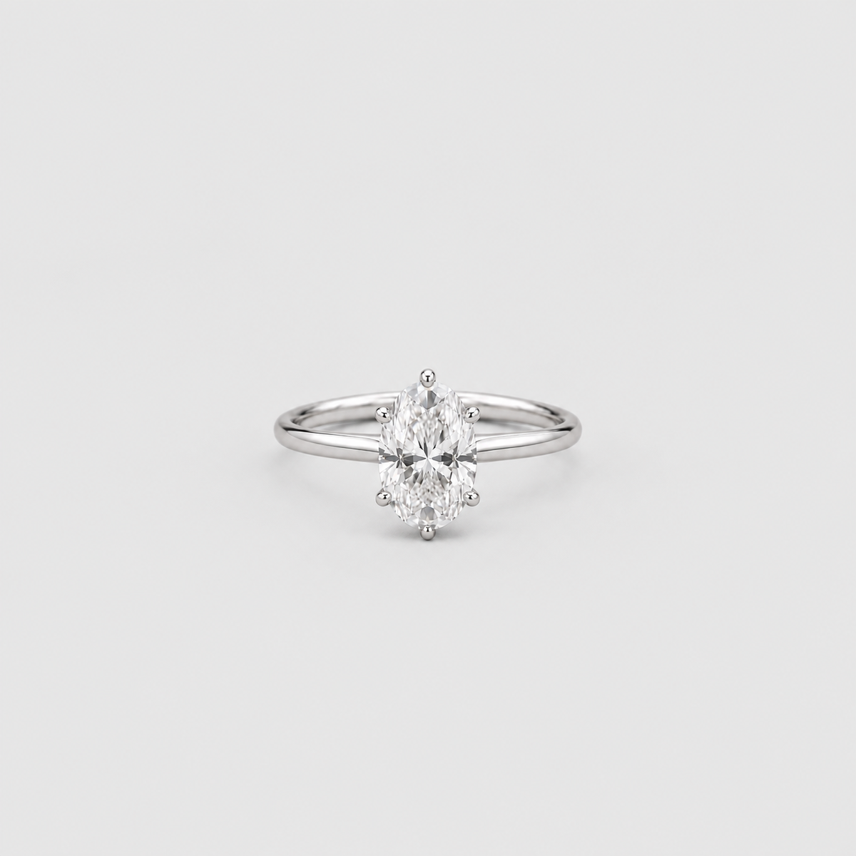 1 Ct. Lab Grown Diamond 6 Prong Solitaire Ring Oval Cut (VS-EF)
