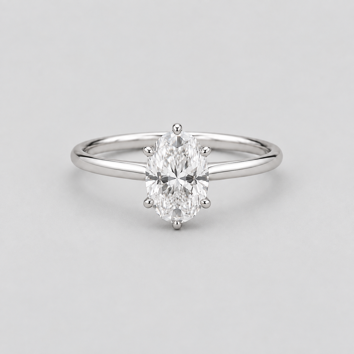 1 Ct. Lab Grown Diamond 6 Prong Solitaire Ring Oval Cut (VS-EF)
