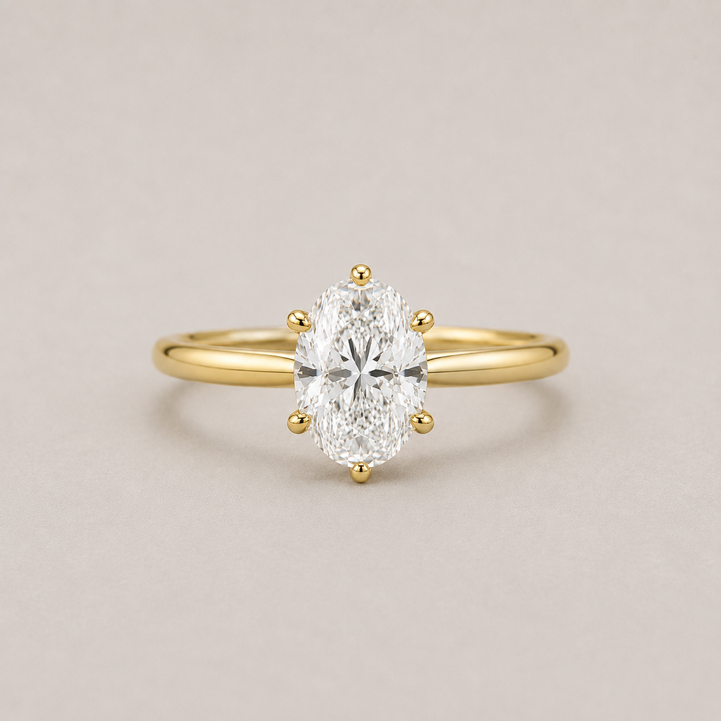 1 Ct. Lab Grown Diamond 6 Prong Solitaire Ring Oval Cut (VS-EF)