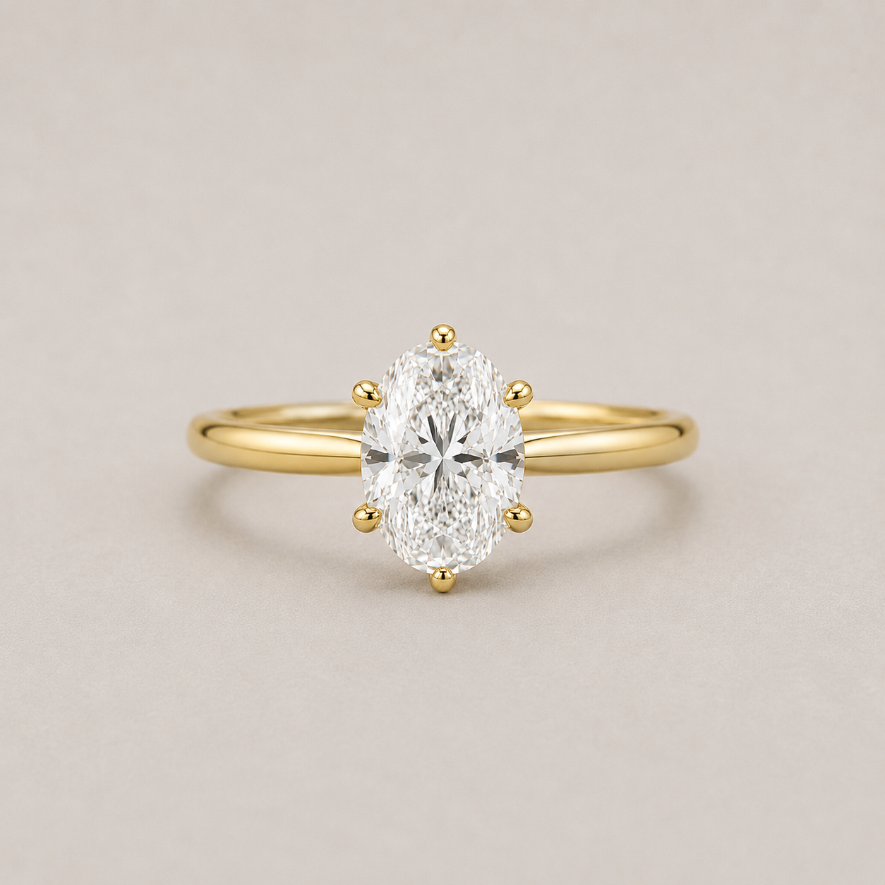 1 Ct. Lab Grown Diamond 6 Prong Solitaire Ring Oval Cut (VS-EF)