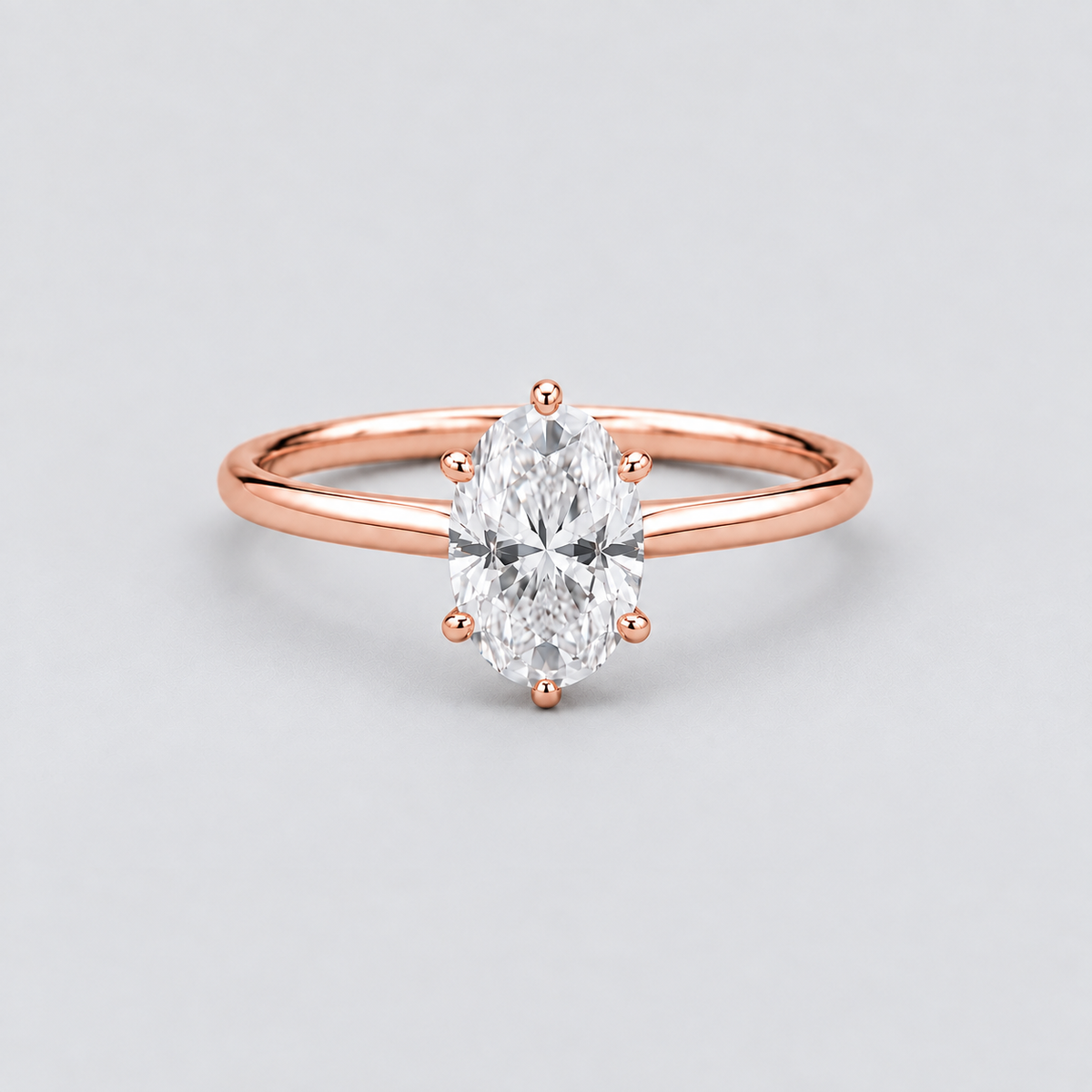 1 Ct. Lab Grown Diamond 6 Prong Solitaire Ring Oval Cut (VS-EF)