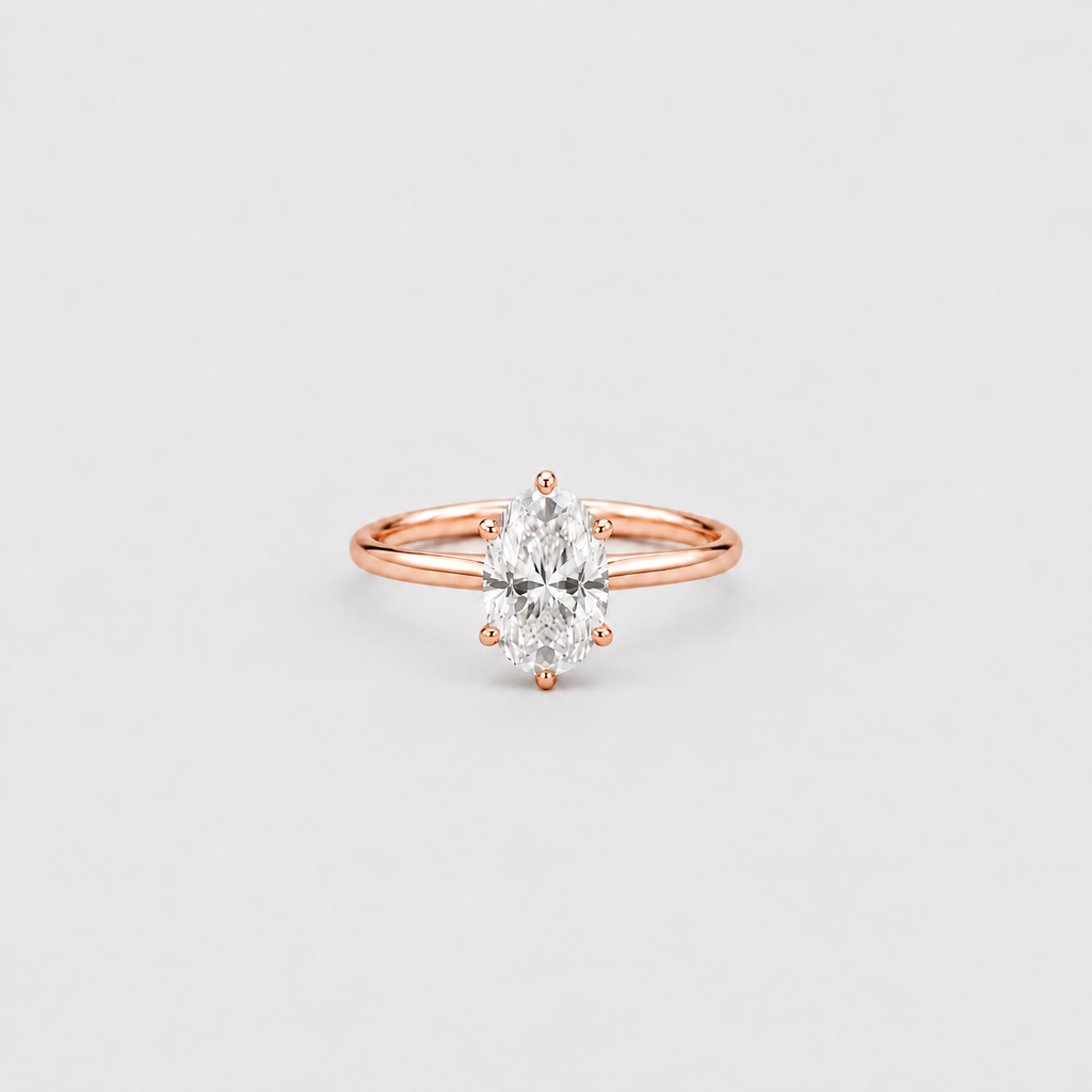 1 Ct. Lab Grown Diamond 6 Prong Solitaire Ring Oval Cut (VS-EF)
